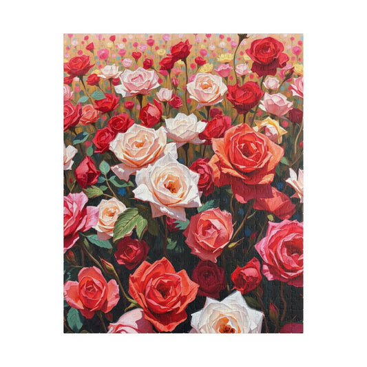Rose Field Jigsaw Puzzle, Colorful Pink and Red Flowers, Creative Hobby, Quiet Home Entertainment, Floral Design Gift for Puzzle Lover 520 pcs (Vertical) Puzzle The Puzzle Chest