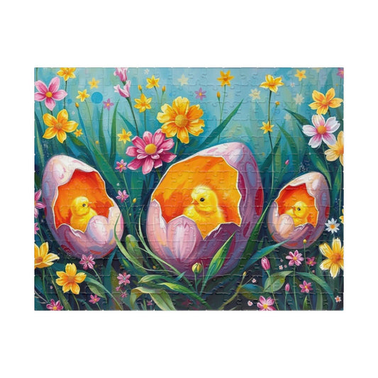 Whimsical Flower Chick Jigsaw Puzzle, Perfect Gift for Easter and Spring, Family Fun Activity, Creative Hobby, Brain Teaser, Bird Lovers 252 pcs (Horizontal) Puzzle The Puzzle Chest