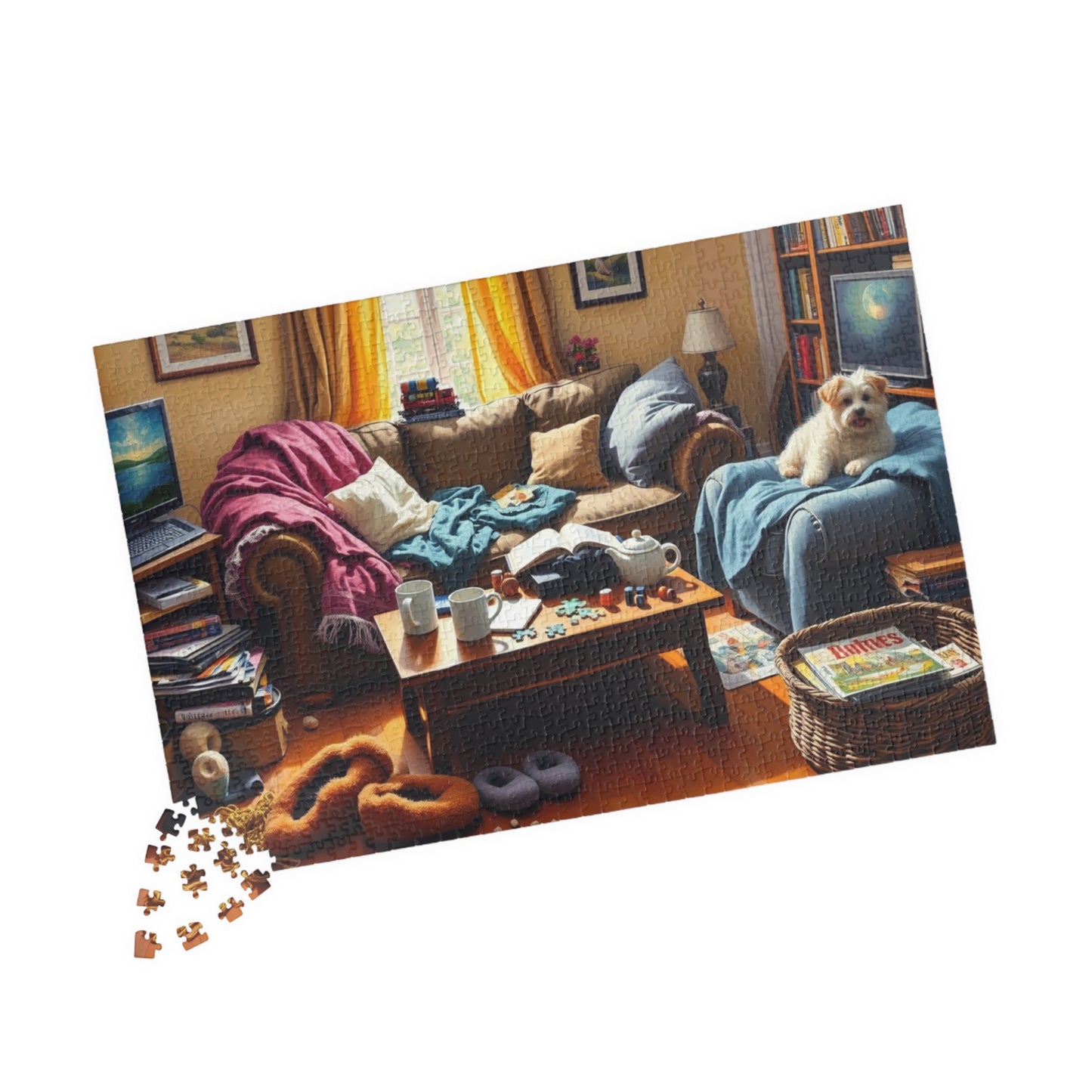 Jigsaw Puzzle for Adults, Messy Cluttered Living Room Scene, Fun Family Activity, Home Decor, Relaxation Gift, Puzzle Challenge, Interactive