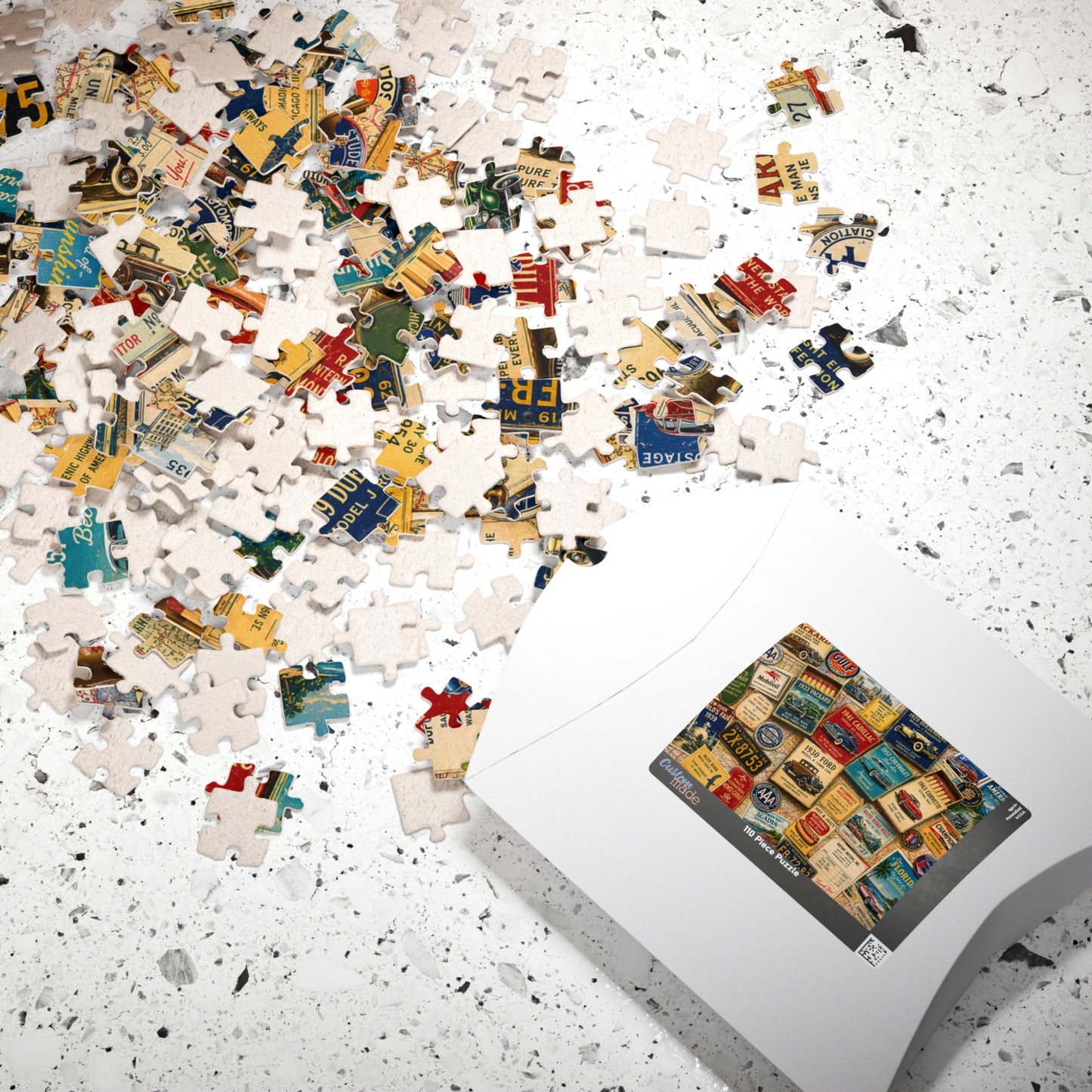 Vintage Car Matchbook Puzzle | Classic Automobile Memorabilia Jigsaw | Retro Road Trip Americana Motor Nostalgia Puzzle The Puzzle Chest