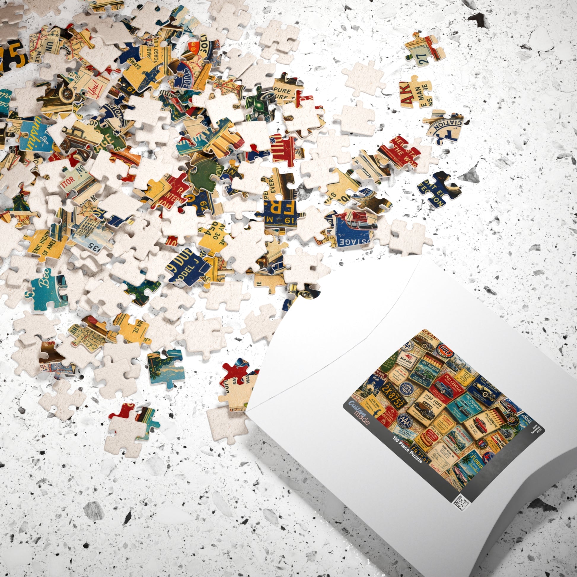 Vintage Car Matchbook Puzzle | Classic Automobile Memorabilia Jigsaw | Retro Road Trip Americana Motor Nostalgia Puzzle The Puzzle Chest