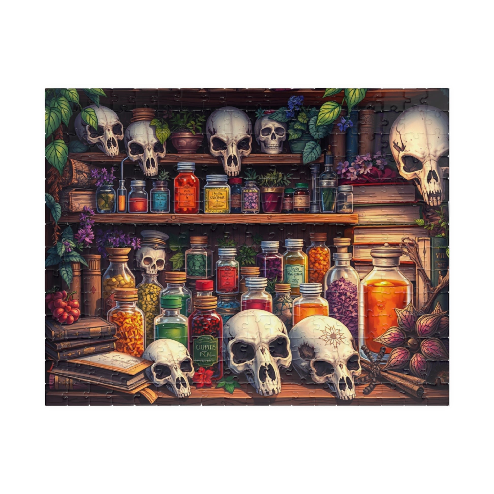 Skull Potion Shop Puzzle - Halloween Decor, Gift for Puzzle Lovers, 110 to 1014-Piece Fun, Perfect for Family Game Night, Gothic Home Decor 252 pcs (Horizontal) The Puzzle Chest