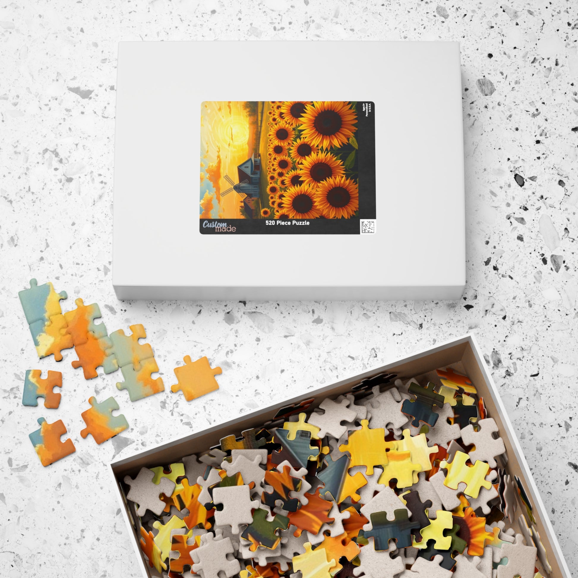 Jigsaw Puzzle, Sunflowers Landscape 110-1014 Piece - Farmhouse Windmill Sunrise, Brain Teaser Game, Family Activity, Home Decor, Gift Idea, Puzzle The Puzzle Chest