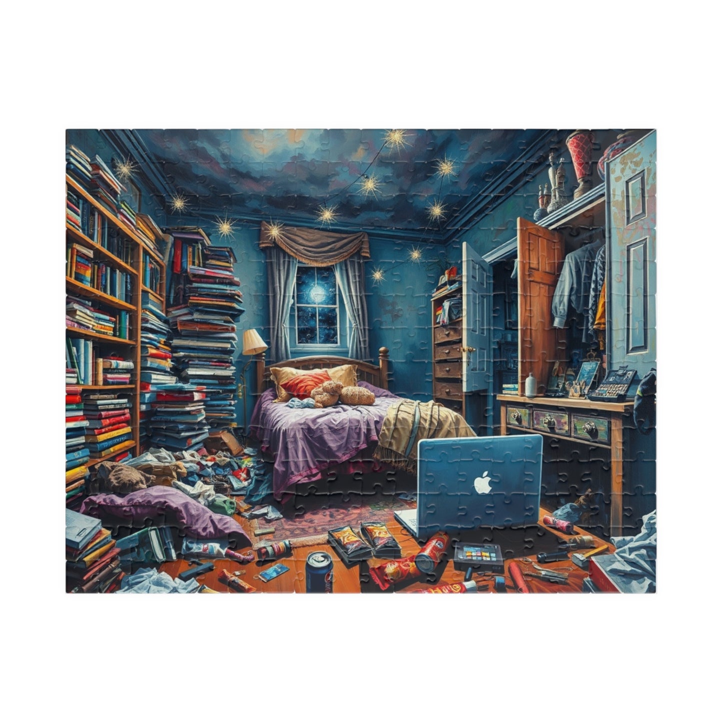 Jigsaw Puzzle, Chaotic Bedroom Humorous Puzzle, Family Game Night, Interactive Activity, Mind Boggling Challenge, Relaxing Hobby, Holiday