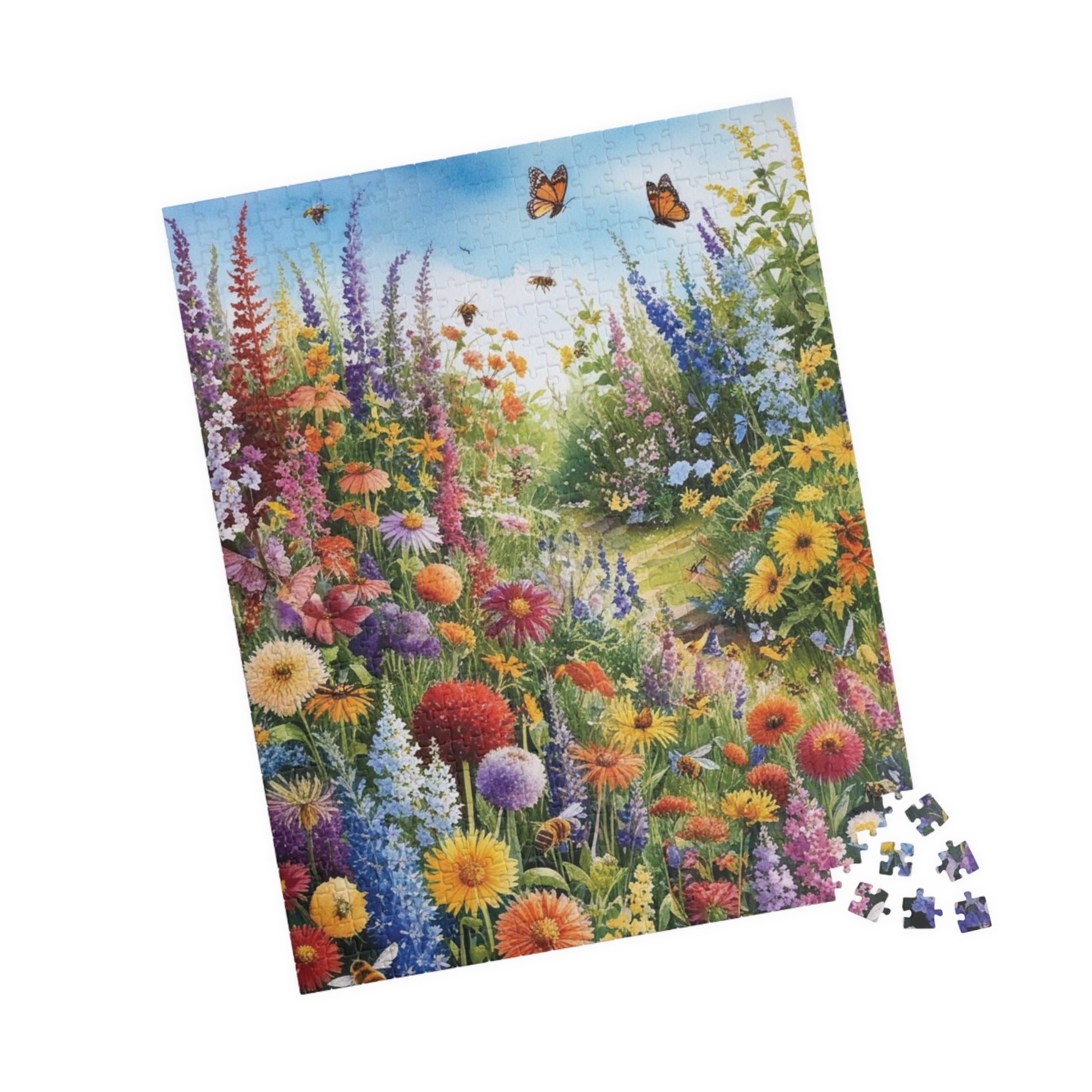 Garden Scene Jigsaw Puzzle with Wildflowers, Butterflies and Bees, 110-1014 Piece Floral Puzzle, Fun Family Activity, Creative Hobby Puzzle The Puzzle Chest