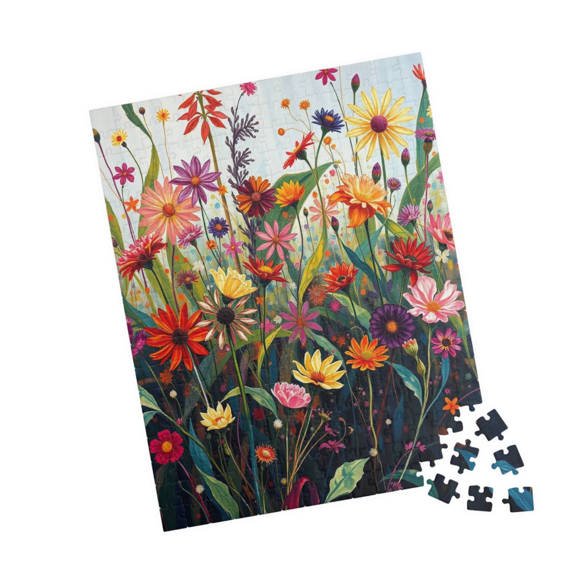 Floral Wildflower Jigsaw Puzzle, Vibrant Garden Scene, Family Activity, Gift for Flower Lover, Home Entertainment Mindfulness Hobby Puzzle The Puzzle Chest
