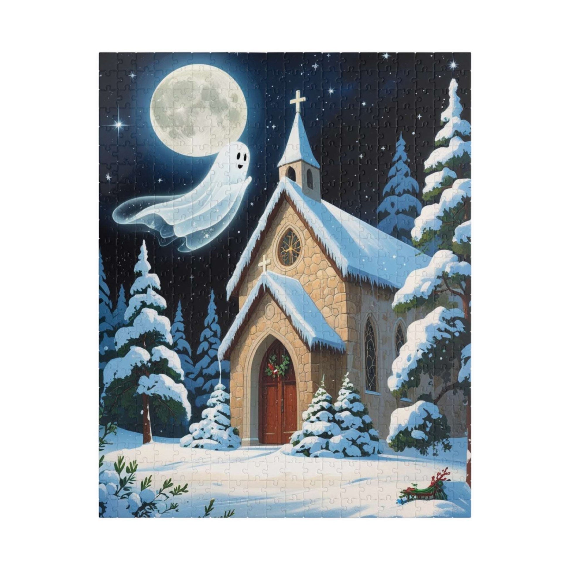 Silent Night Specter Jigsaw Puzzle - Winter Ghost Scene, 110-1014 Piece Halloween Puzzle
