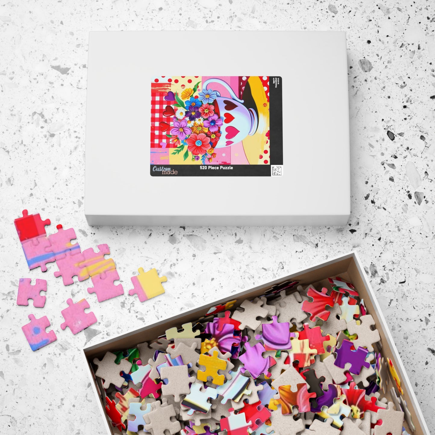 Floral Heart Teacup Puzzle, Pop Art Jigsaw Game for Family Fun, Gift for Adults and Friends, Perfect for Holidays and Birthdays Puzzle The Puzzle Chest