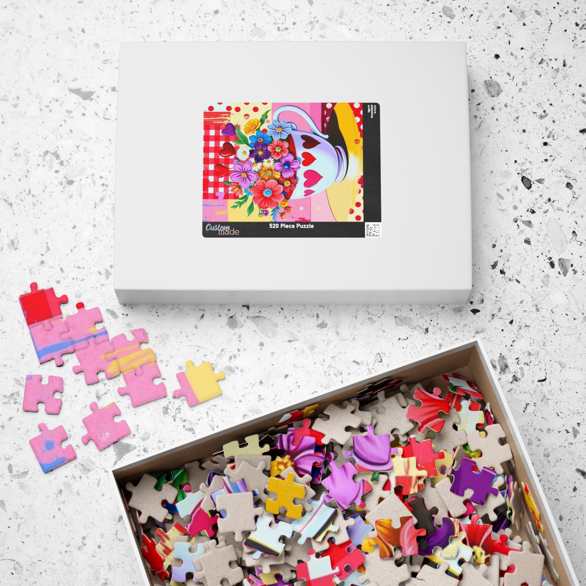 Floral Heart Teacup Puzzle, Pop Art Jigsaw Game for Family Fun, Gift for Adults and Friends, Perfect for Holidays and Birthdays Puzzle The Puzzle Chest