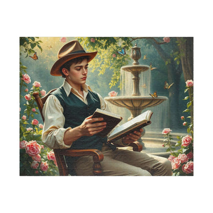 Victorian Garden Sketch Jigsaw Puzzle - 19th-Century Young Male Artist in a Blooming Rose Garden Puzzle The Puzzle Chest