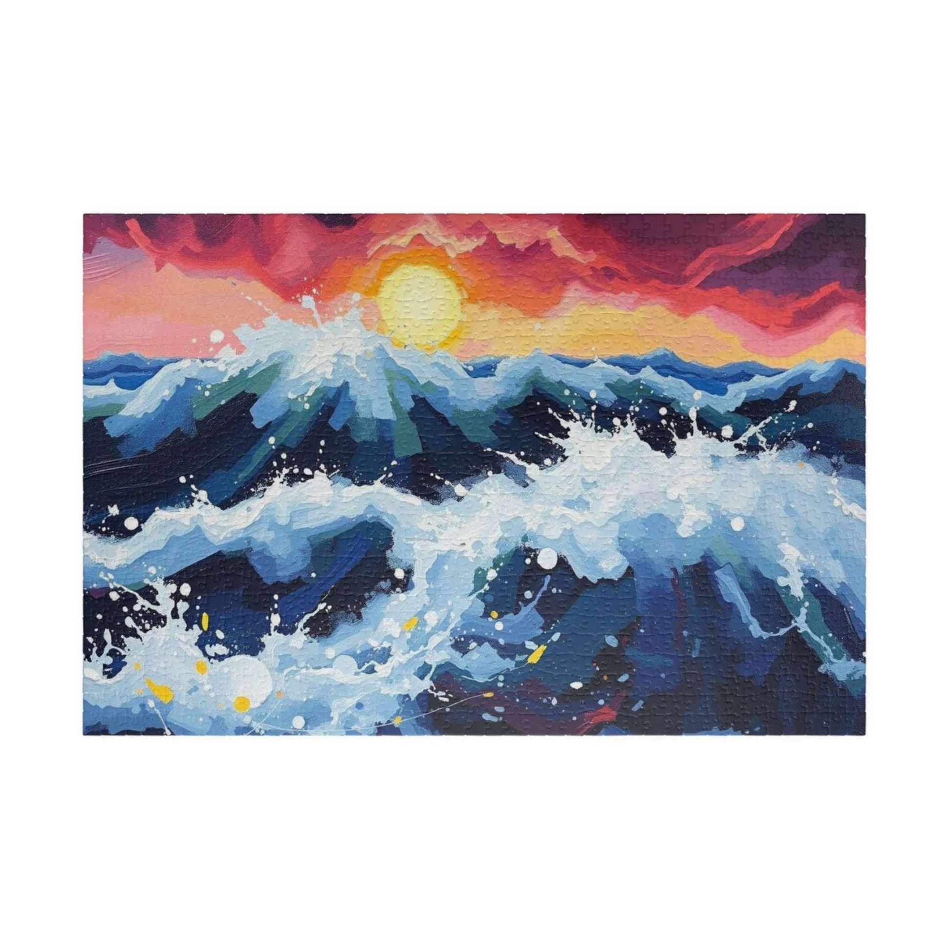 Abstract Ocean Sunrise Puzzle for Adults - Colorful Seascape Jigsaw Game