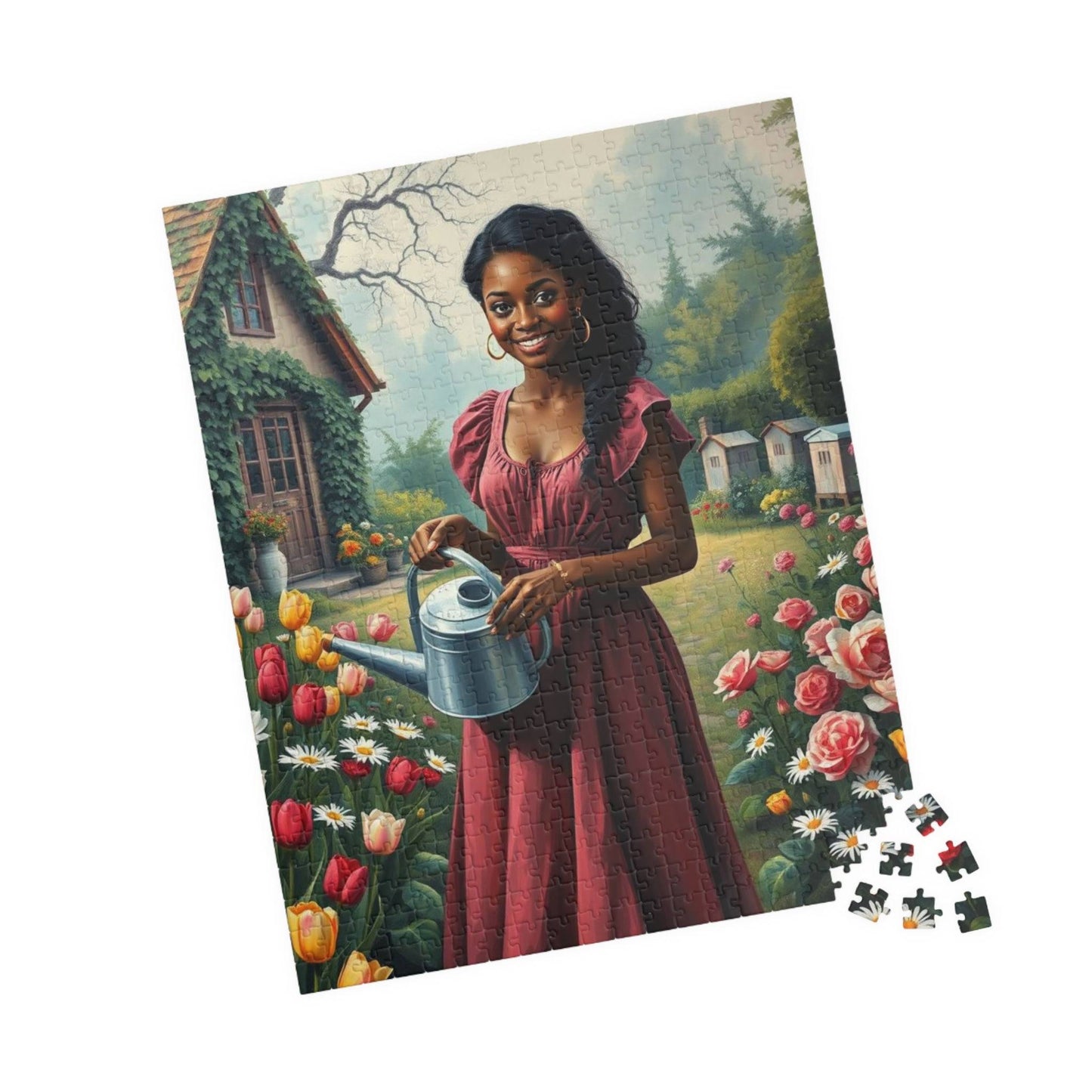 The Garden Keeper Jigsaw Puzzle - Black Woman Art, Afrocentric Artwork, African American Theme 520 pcs (Vertical) Puzzle The Puzzle Chest