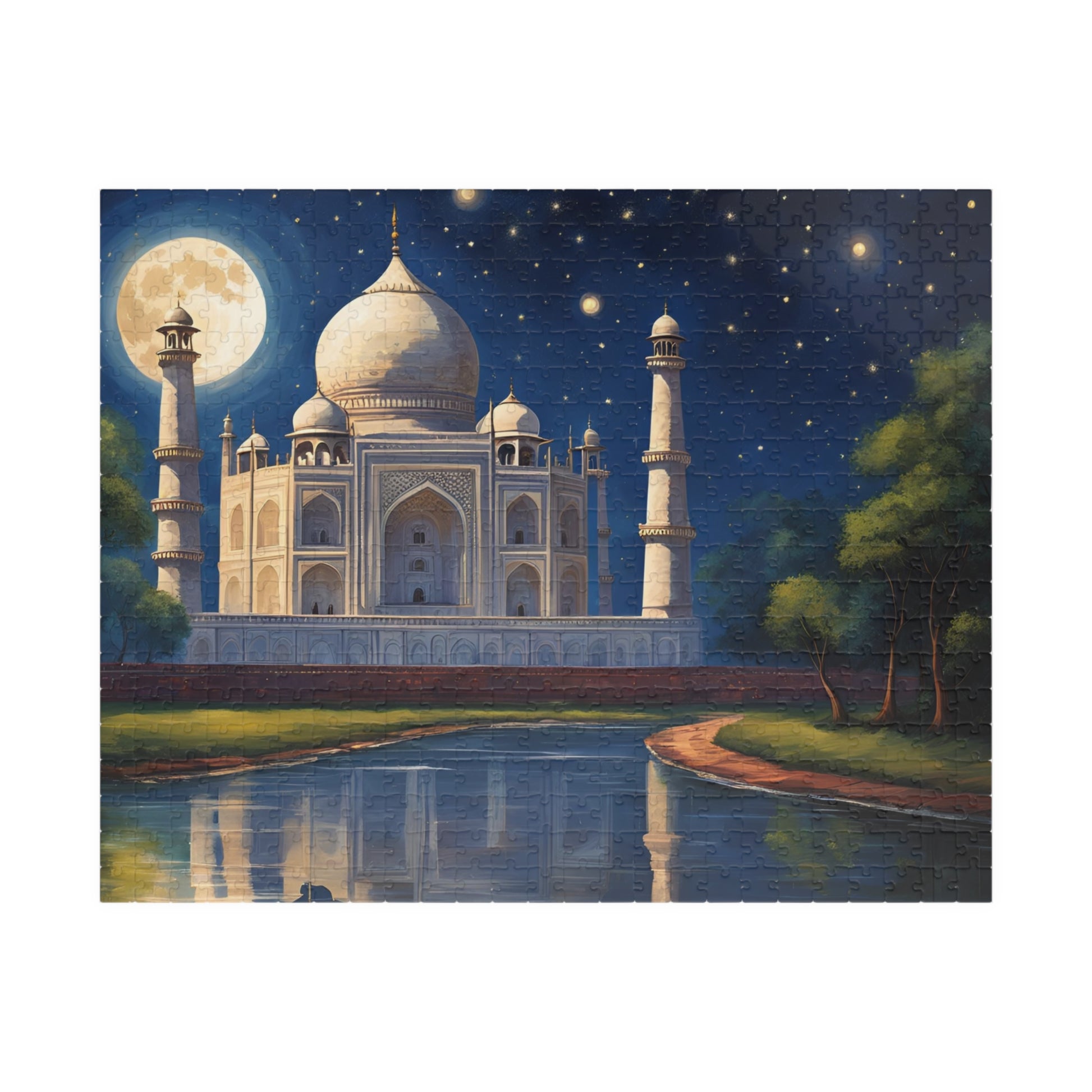Taj Mahal Night Scene Jigsaw Puzzle, Starry Sky Iconic Landmark Tabletop Game, Family Entertainment Quiet Time Activity, Hobby Puzzle Lover 520 pcs (Horizontal) Puzzle The Puzzle Chest