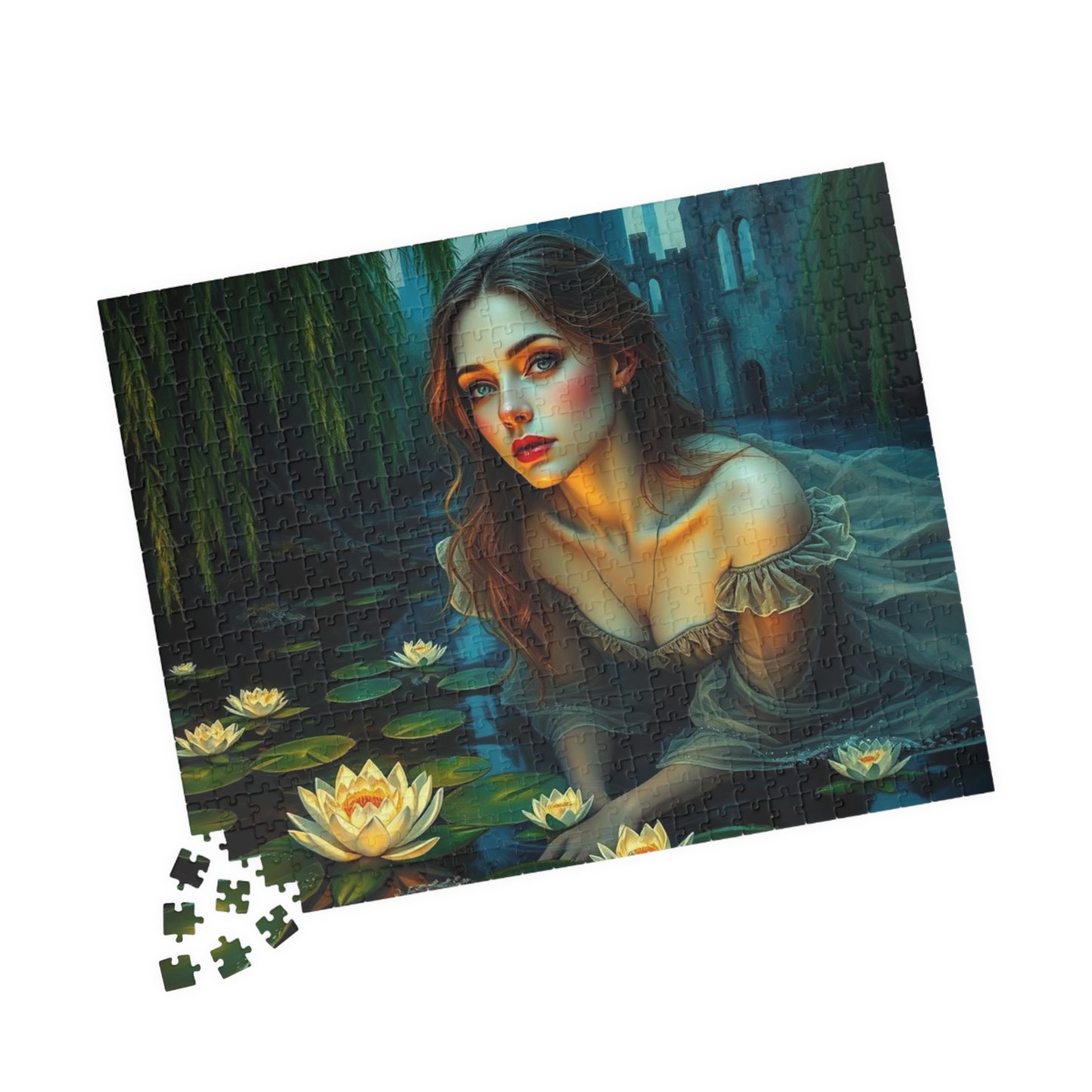 Ophelia's Lament Jigsaw Puzzle - Lotus Flower, Gothic Puzzle, Dark Fantasy Puzzle Art Gift for Friend, Mindfulness Activity Puzzle The Puzzle Chest