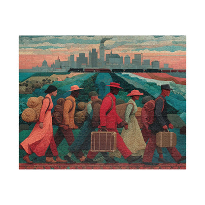 African American History Puzzle - Struggle and Triumph of Families Migrating, Black Art, Afrocentric Artwork Puzzle The Puzzle Chest