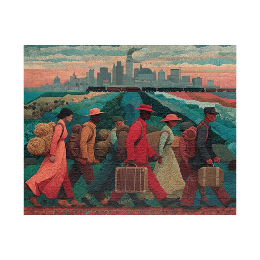 African American History Puzzle - Struggle and Triumph of Families Migrating, Black Art, Afrocentric Artwork Puzzle The Puzzle Chest