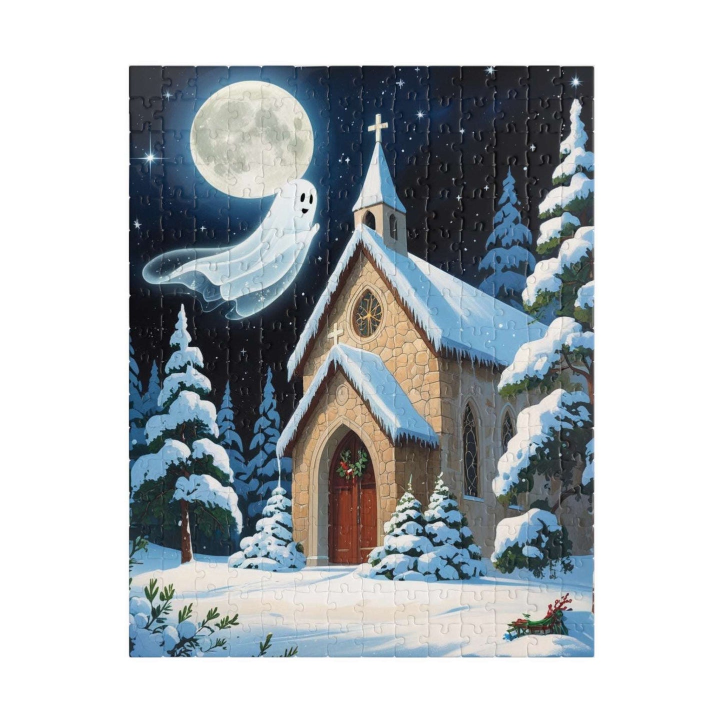 Silent Night Specter Jigsaw Puzzle - Winter Ghost Scene, 110-1014 Piece Halloween Puzzle