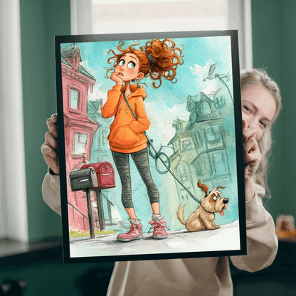 Cute Dog Walking Cartoon Puzzle for Adults - Puppy and Pet Owner Jigsaw, Watercolor Style Puzzle The Puzzle Chest