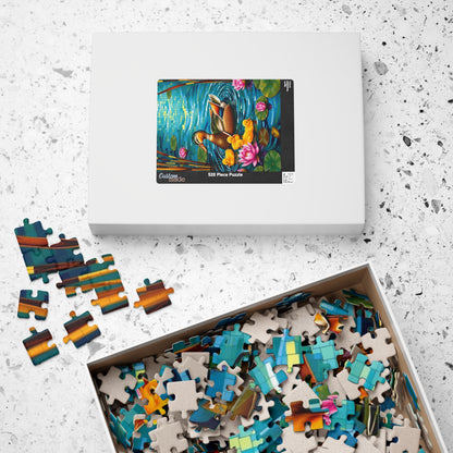 Waterfowl Mosaic Puzzle, Beautiful Mother Duck and Ducklings, Duck Family on a Lotus Pond Nature-Themed Jigsaw Game, Animal Bird Lover Gift Puzzle The Puzzle Chest