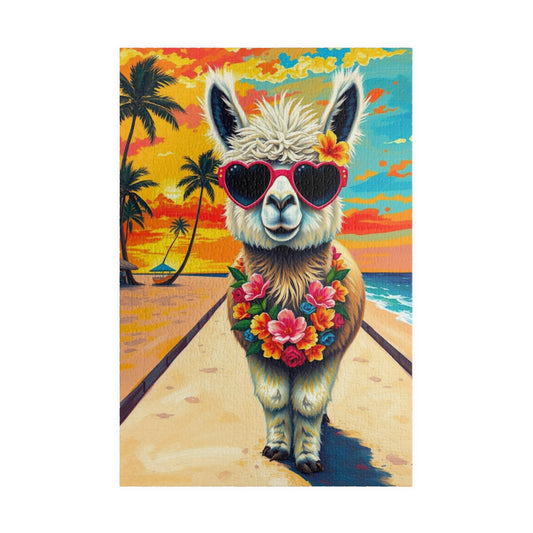Whimsical Llama Jigsaw Puzzle, Beach Scene, Fun Family Game, Unique Gift for Adults, Perfect for Animal Lovers 1014 pcs (Vertical) The Puzzle Chest