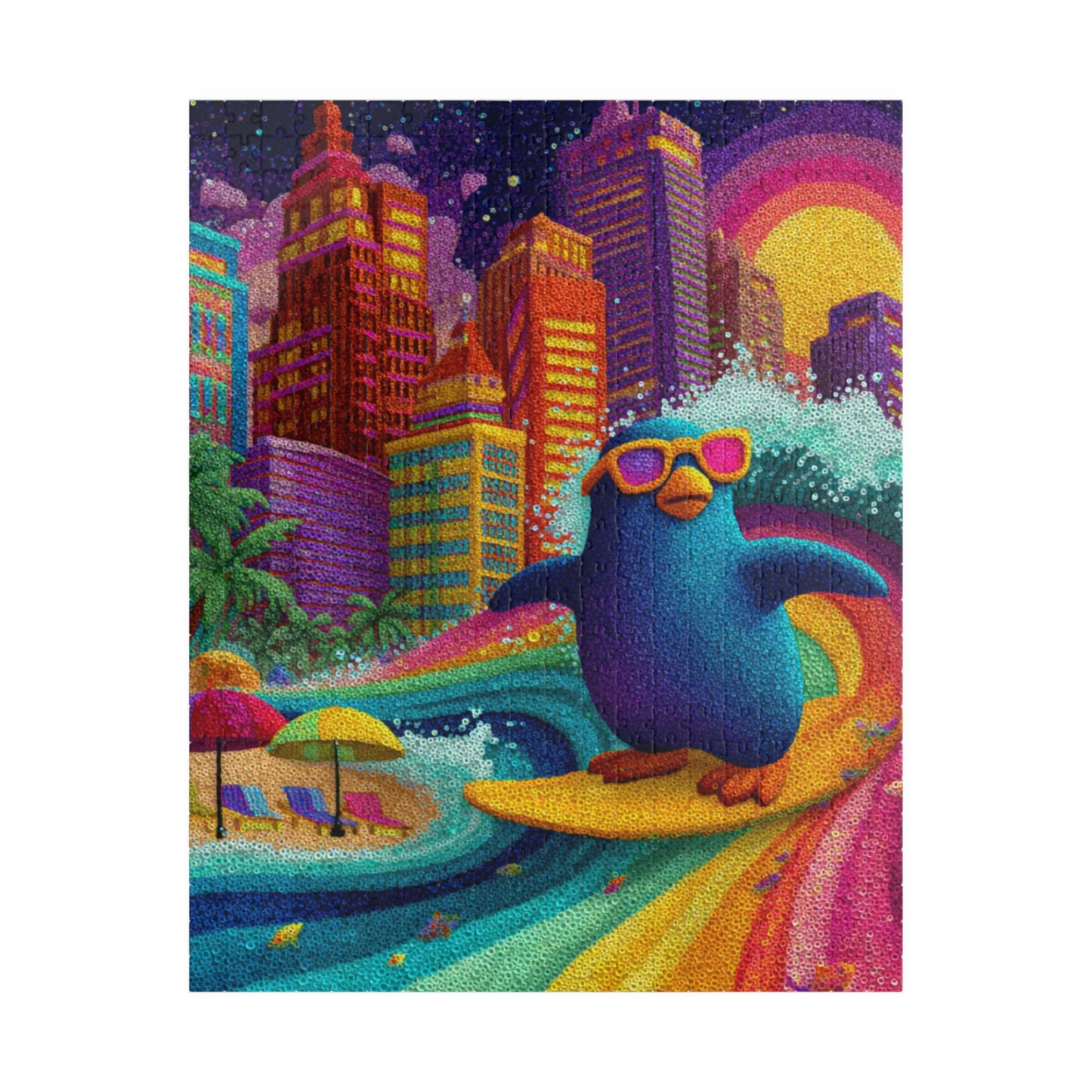 Penguin Surfer Jigsaw Puzzle – Animal Theme Game for All Ages, Family Activity, Gift for Kids, Adults, Game Night Puzzle The Puzzle Chest