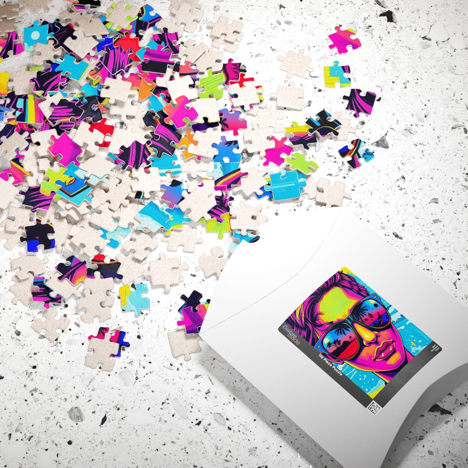 Colorful Retro Beach Puzzle, Pop Art Jigsaw Game for Adults, Fun Puzzle Gift for Friends, Home Entertainment, Mindful Challenge Brain Teaser Puzzle The Puzzle Chest