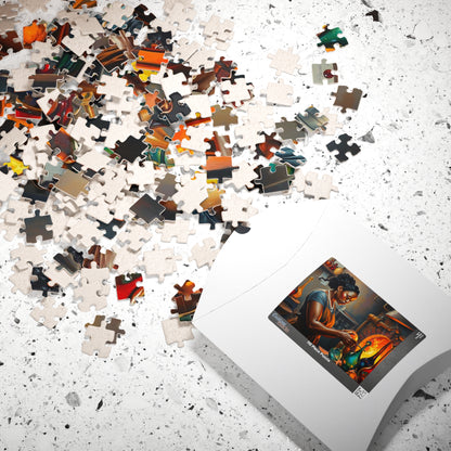 Black Woman Glassblowing Jigsaw Puzzle, African American Art, Unique Birthday Holiday Gift for Friend, Family Game Night, Creative Challenge Puzzle The Puzzle Chest