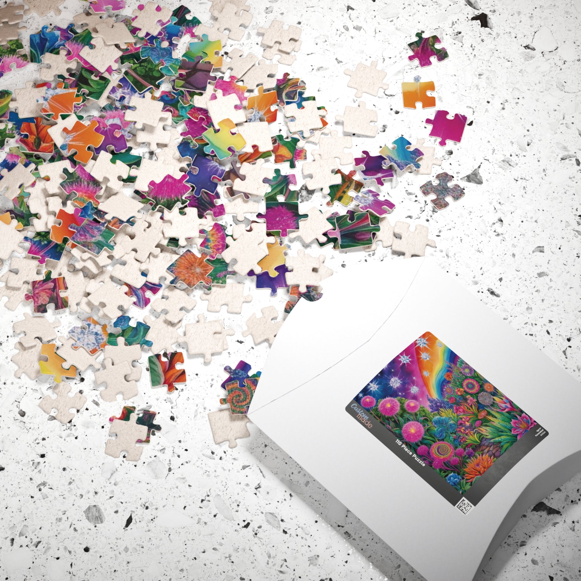 Trippy Flower Puzzle, Dreamy Floral Glowing Garden Theme Jigsaw Game, Challenging Hobby for Adults and Teens, Relaxing Activity, Unique Gift Puzzle The Puzzle Chest