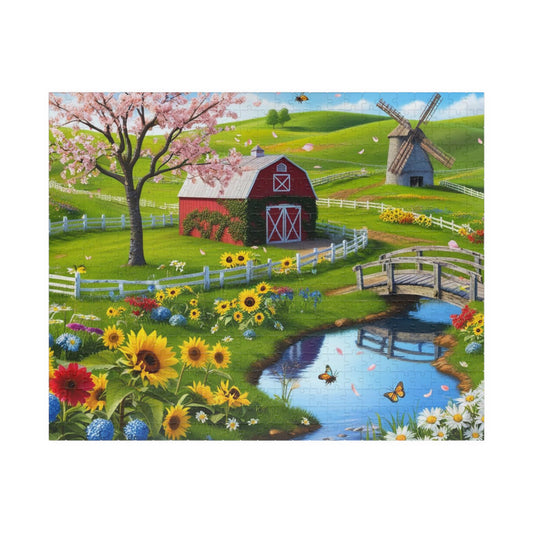 Spring Farm Puzzle, Scenic Landscape Farmhouse Jigsaw Game 110-1014 Pieces, Nature Lover Gift, Family Activity, Creative Hobby 520 pcs (Horizontal) Puzzle The Puzzle Chest