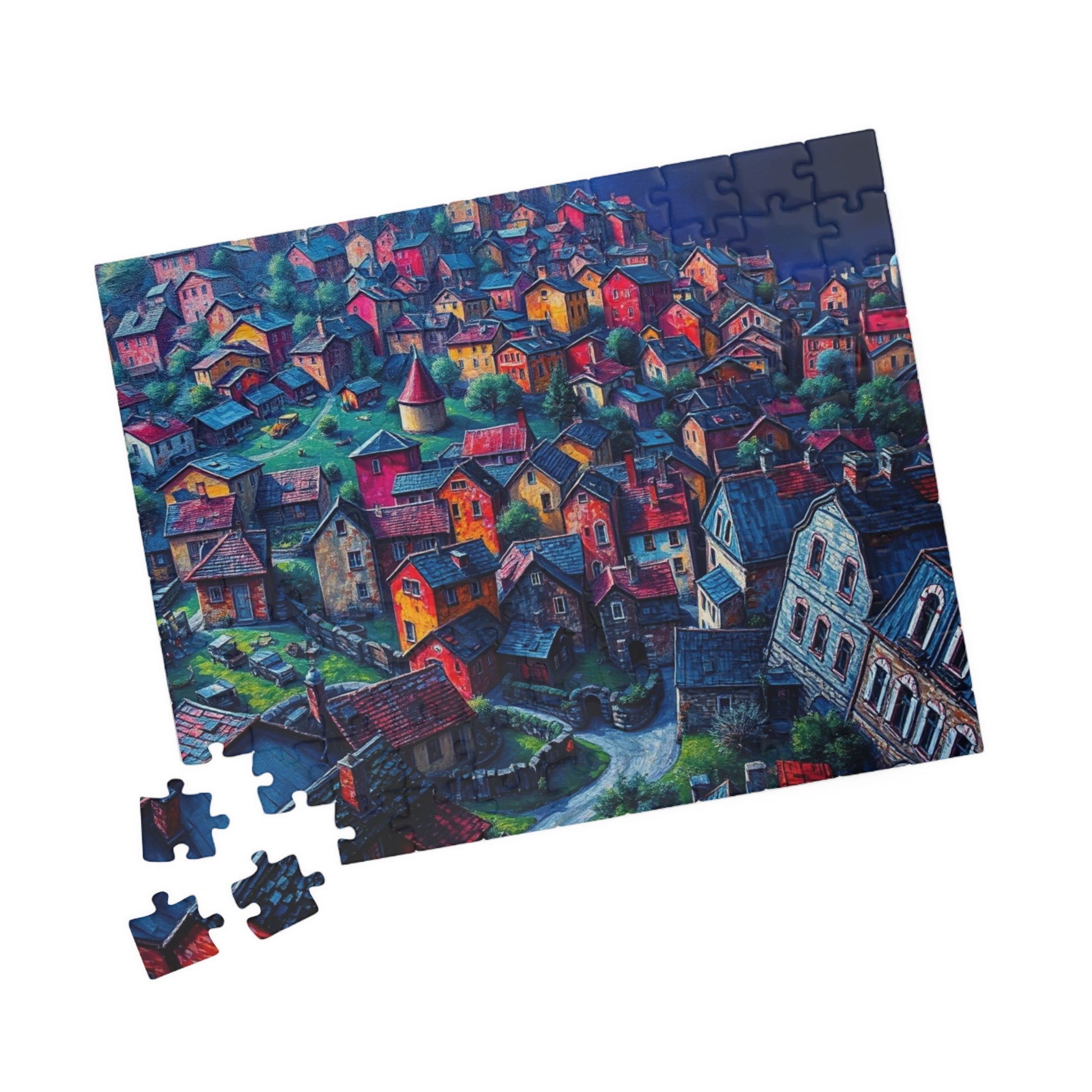 Electric Macro Close-Up Village Puzzle, Vivid Colors 3D Town Challenging, Jigsaw Game (110, 252, 520, 1014-pieces), Gift for Puzzle Fans The Puzzle Chest