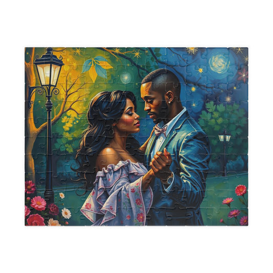 Romantic Black Couple Puzzle, Afro American Art Jigsaw Puzzle for Adult Home Entertainment, Family Night, Puzzle Lover Best Gift for Friends 110 pcs (Horizontal) Puzzle The Puzzle Chest