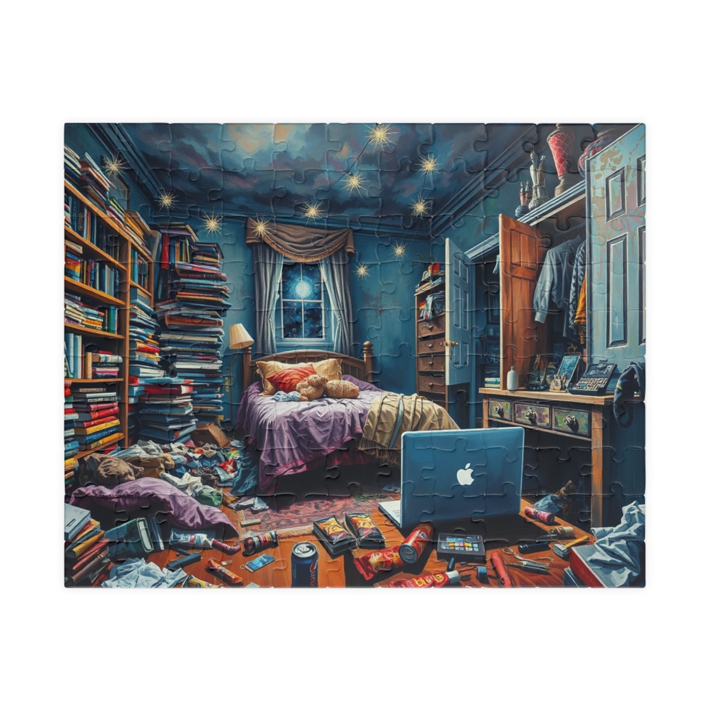 Jigsaw Puzzle, Chaotic Bedroom Humorous Puzzle, Family Game Night, Interactive Activity, Mind Boggling Challenge, Relaxing Hobby, Holiday