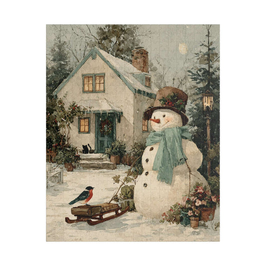 Whispers of Winter Jigsaw Puzzle - Snowman and Bird Wonderland, Best for Holiday Family Activity, Christmas Decor, Seasonal Gift Idea, Brain Teaser Puzzle The Puzzle Chest