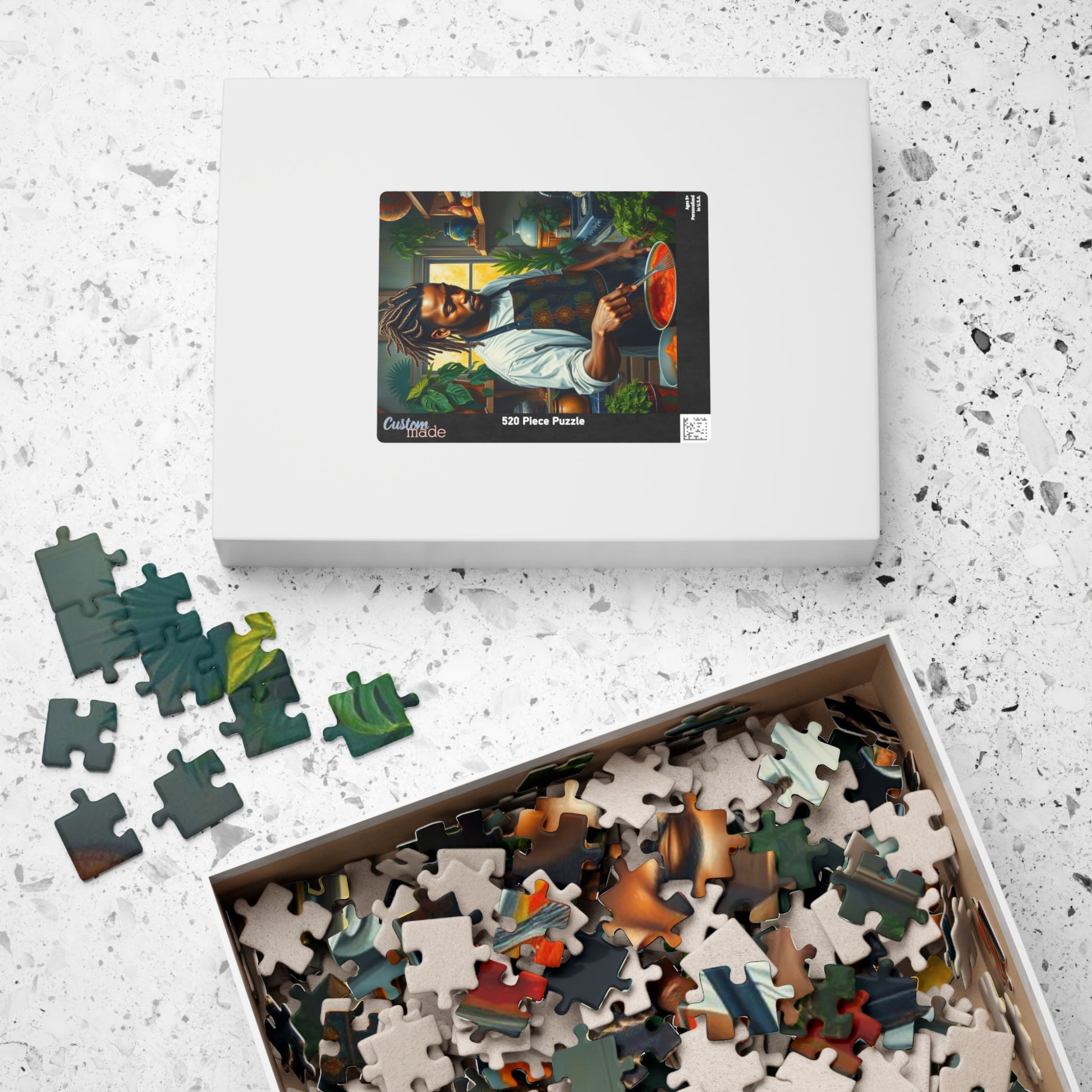 Culinary Black Art Puzzle, Black Man Jigsaw, Relaxing Kitchen Scene, Family Fun Gift for Food Lover Afro American Puzzle Game Puzzle The Puzzle Chest