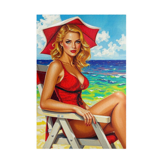 Retro Beach Scene Puzzle, Vintage Art Puzzle for Adults, 110-1014-Piece, Fun Family Activity, Gift for Puzzle Lovers, Summer Vibes, Home 1014 pcs (Vertical) The Puzzle Chest