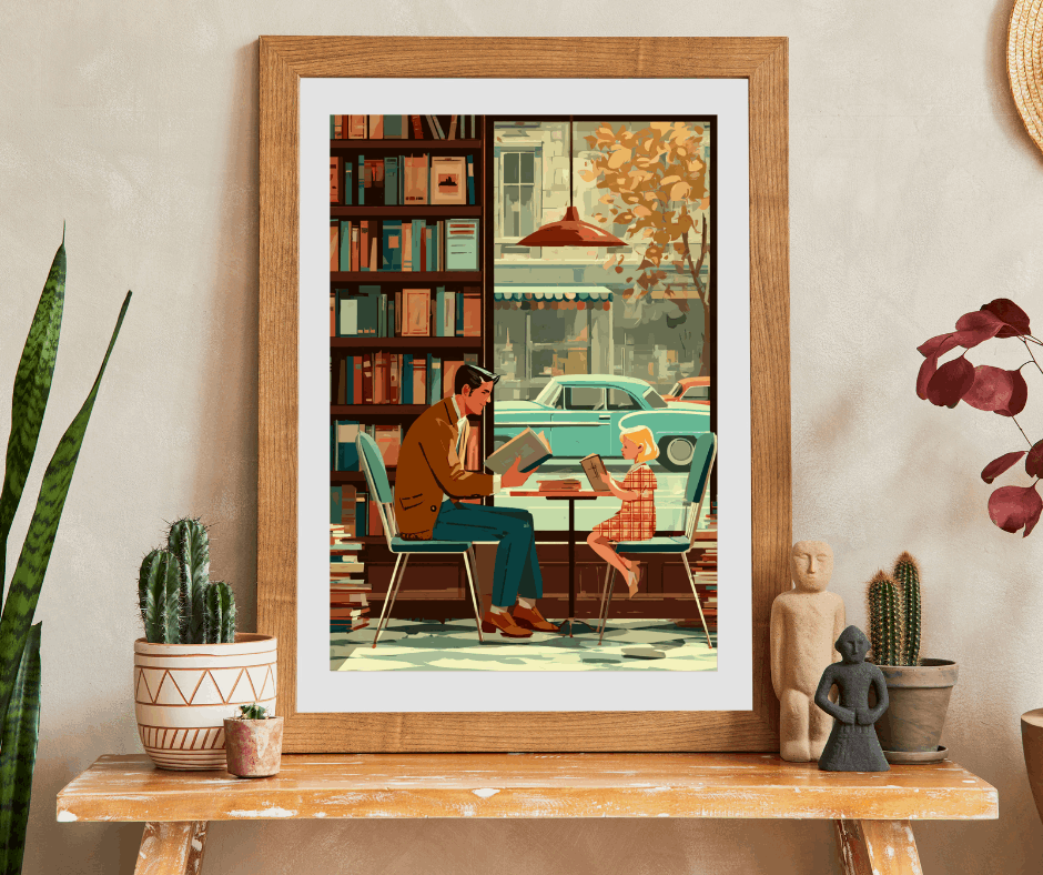 Vintage Book Haven Jigsaw Puzzle - Retro Style Cozy Bookstore, Storybook Cartoon Illustration Puzzle The Puzzle Chest