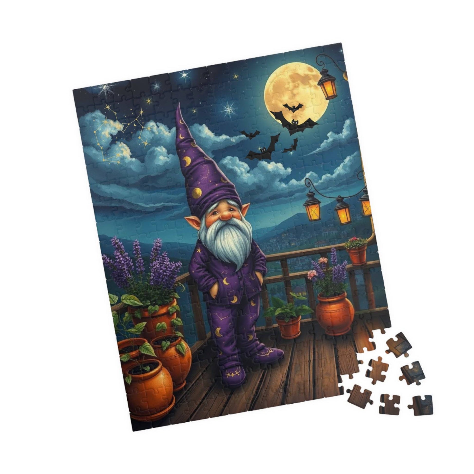 Stargazing Gnome Jigsaw Puzzle - Dreamy Rooftop Scene 252 pcs (Vertical) Puzzle The Puzzle Chest
