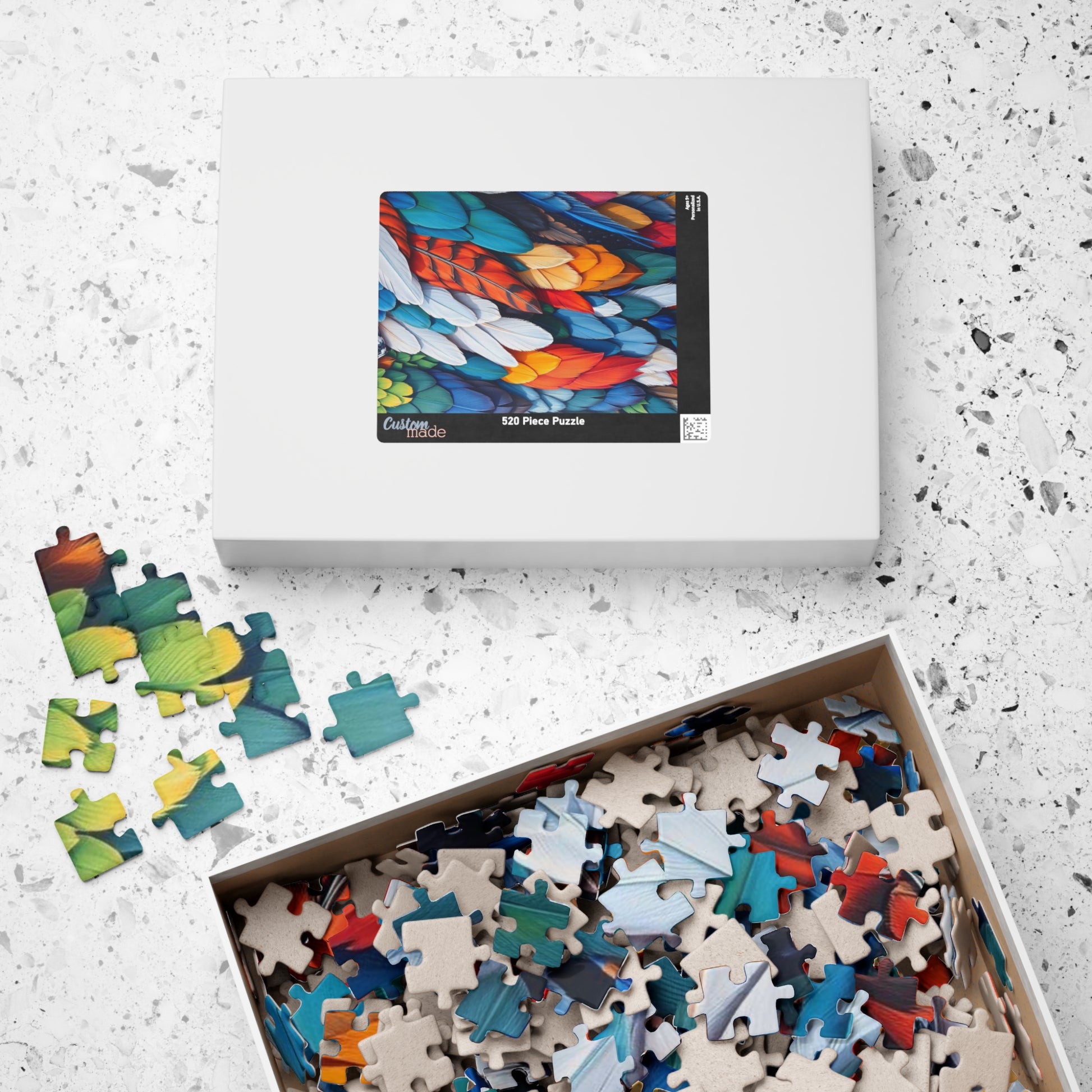 Chaotic Feather Jigsaw Puzzle - Collage Design, Vibrant Nature Art, Holiday Birthday Gift for Bird Lovers, Family Game Nights or Solo Fun Puzzle The Puzzle Chest