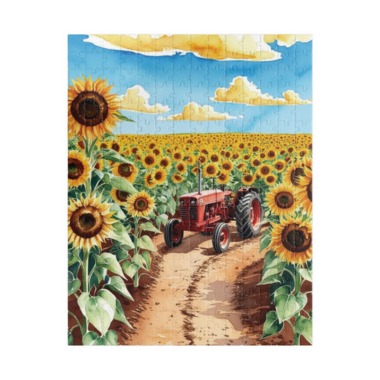 Jigsaw Puzzle, Sunflower Field 1000 Piece, Red Tractor Landscape, Adults DIY Game, Family Activity, Gift for Gardeners 252 pcs (Vertical) Puzzle The Puzzle Chest