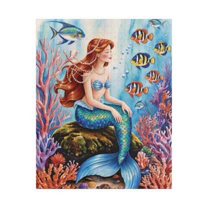 Mythical Creature Puzzle, Mermaid Sitting on Rock Jigsaw Game, Underwater Coral Reef Ocean Theme, Challenging Fun Family Activity Game Night 520 pcs (Vertical) Puzzle The Puzzle Chest