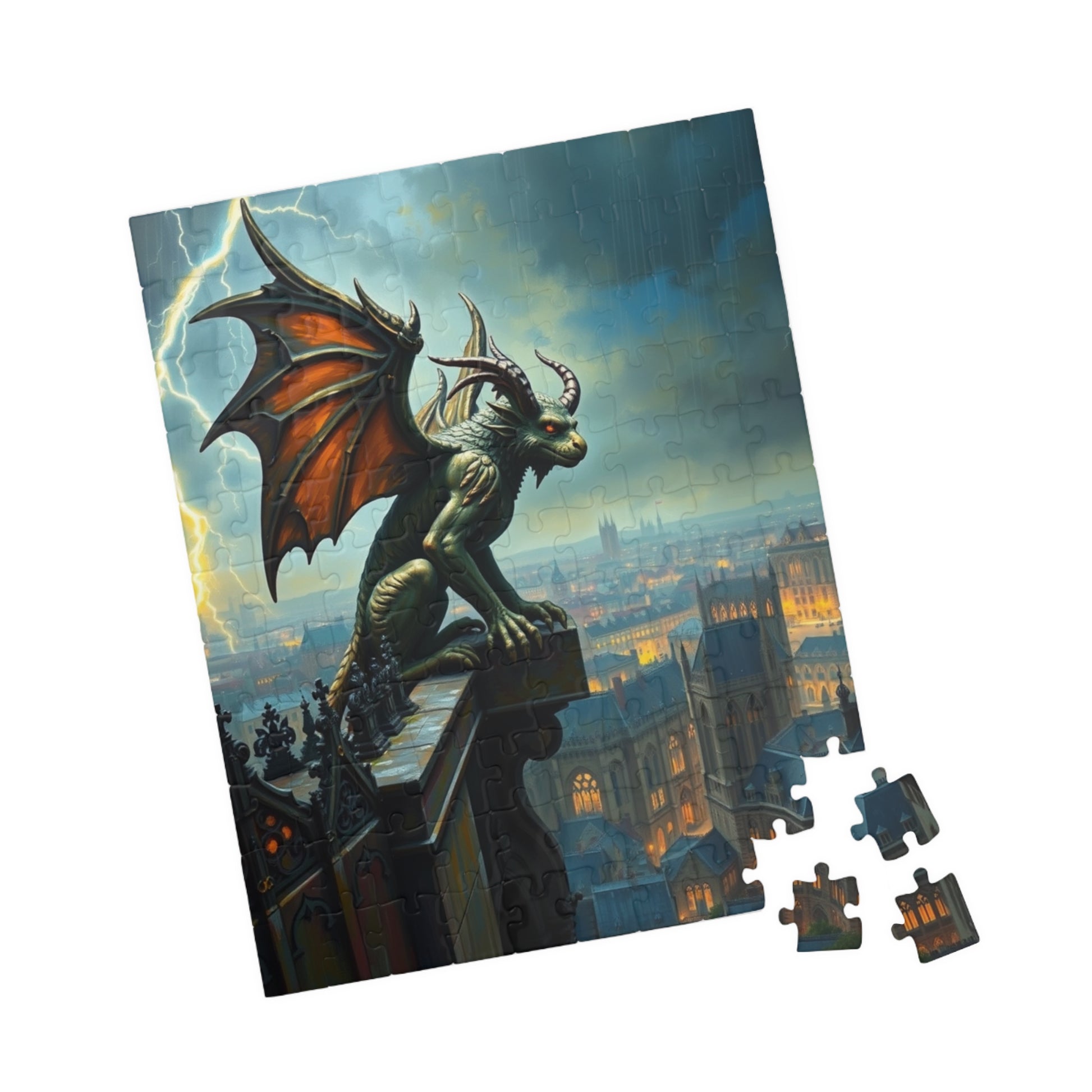 Mythical Creature Jigsaw Puzzle - Gothic Gargoyle Design, Fantasy Home Decor, Gift for Puzzle Lovers, Halloween Activities Brain Teaser Puzzle The Puzzle Chest