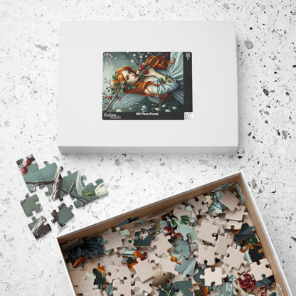 Winter Fairy-Themed Puzzle - Copper Hair, Silvery Gown and Icy Floral Art, 110-1014 Piece Gift for Puzzle Lover, Perfect for Holidays
