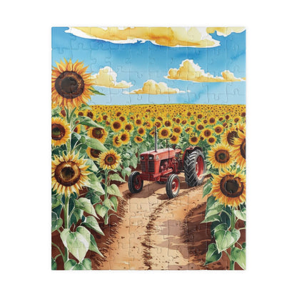 Jigsaw Puzzle, Sunflower Field 1000 Piece, Red Tractor Landscape, Adults DIY Game, Family Activity, Gift for Gardeners 110 pcs (Vertical) Puzzle The Puzzle Chest