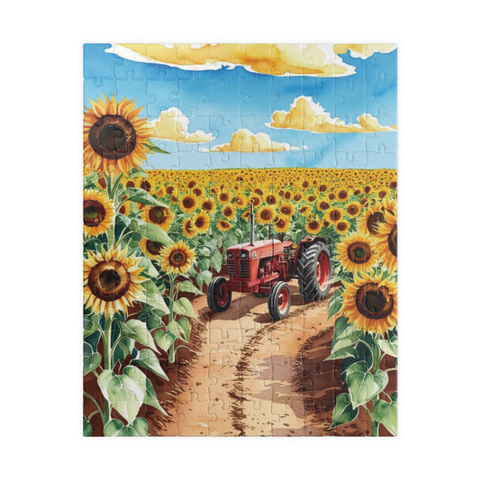 Jigsaw Puzzle, Sunflower Field 1000 Piece, Red Tractor Landscape, Adults DIY Game, Family Activity, Gift for Gardeners 110 pcs (Vertical) Puzzle The Puzzle Chest