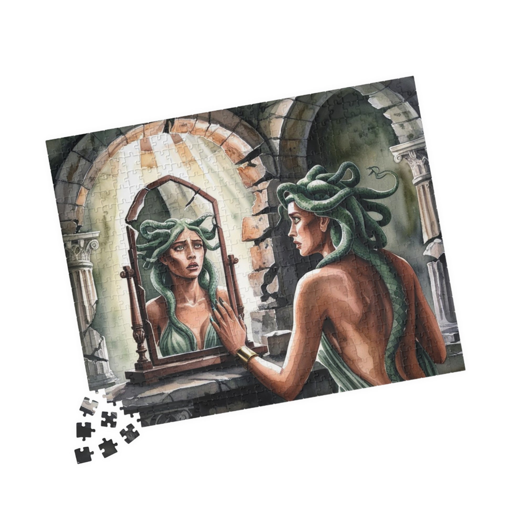 Medusa Stone Lair Jigsaw Puzzle (110, 252, 520, 1014-piece), Greek Mythology Art Game, Mental Challenge Family Activity Entertainment, Hobby Puzzle The Puzzle Chest