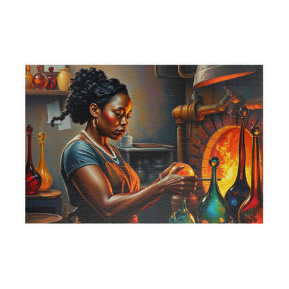 Black Woman Glassblowing Jigsaw Puzzle, African American Art, Unique Birthday Holiday Gift for Friend, Family Game Night, Creative Challenge 1014 pcs (Horizontal) Puzzle The Puzzle Chest