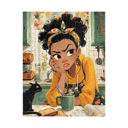 Funny Kitchen Cartoon Puzzle - Watercolor Scene of Girl Making Coffee, Character Game for Adults Puzzle The Puzzle Chest