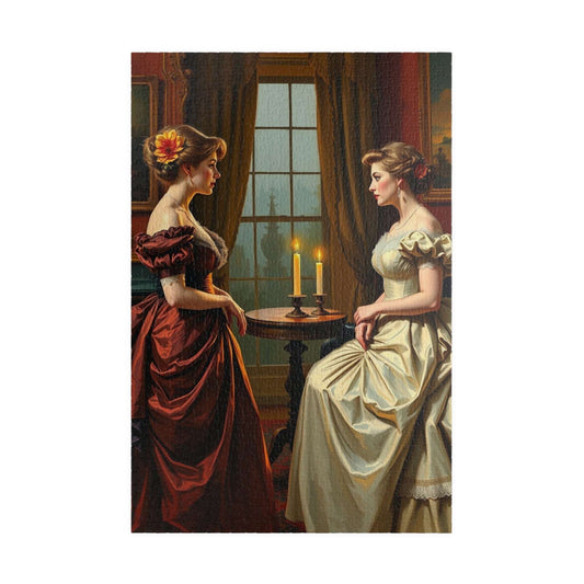 Jigsaw Puzzle, Victorian Women in Elegant Gowns, Candlelit Parlor Design, 110 252 520 1014 Pieces, Relaxing Activity, Home Decor, Gift Idea, 1014 pcs (Vertical) Puzzle The Puzzle Chest