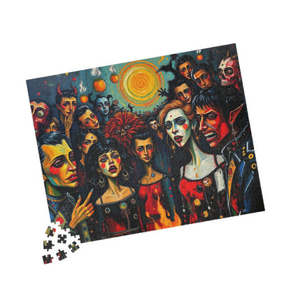 Artistic Halloween-Themed Puzzle, Colorful Character Collage, Perfect for Family Game Night or Solo Fun, Halloween Gift for Puzzle Lover Puzzle The Puzzle Chest