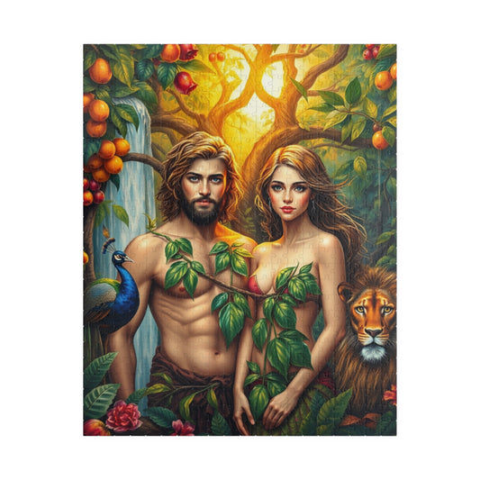 Adam and Eve Jigsaw Puzzle - Biblical Art of the Garden of Eden, Spiritual and Religious Puzzle for Adults, Faith-Based Gift for Friends 520 pcs (Vertical) Puzzle The Puzzle Chest